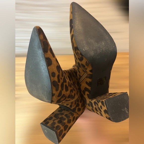 Public Desire Empire Pointed Ankle Boots Brown Black Leopard Western Print Sz 6 - Picture 9 of 9